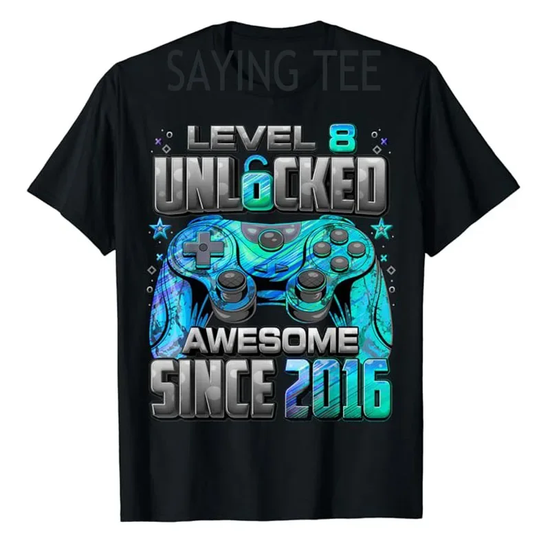 Разблокированная удивительная игровая футболка уровня 8 на день рождения с 2016