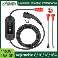 protable model 2 ev charger 16a 3p 11kw fast car charger with cee red plug 5m cable free gift 2 adaptor