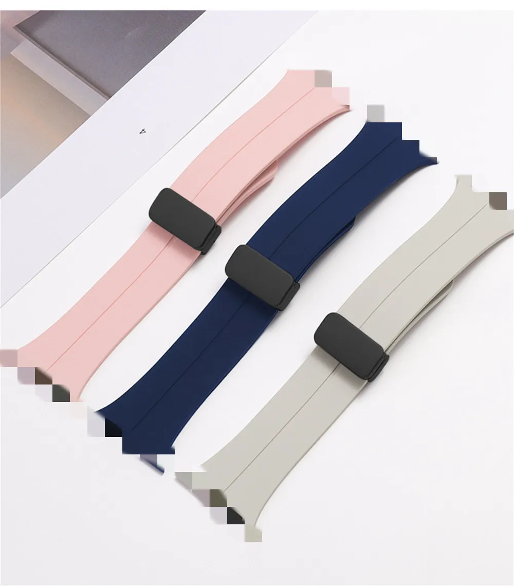 Magnetic Suction Folding Coat Button Silicone Watch Strap for Apple Watch 1/2/3/4/5/6/7 Generation Model Size 38/40//41/42/45/49 images - 6