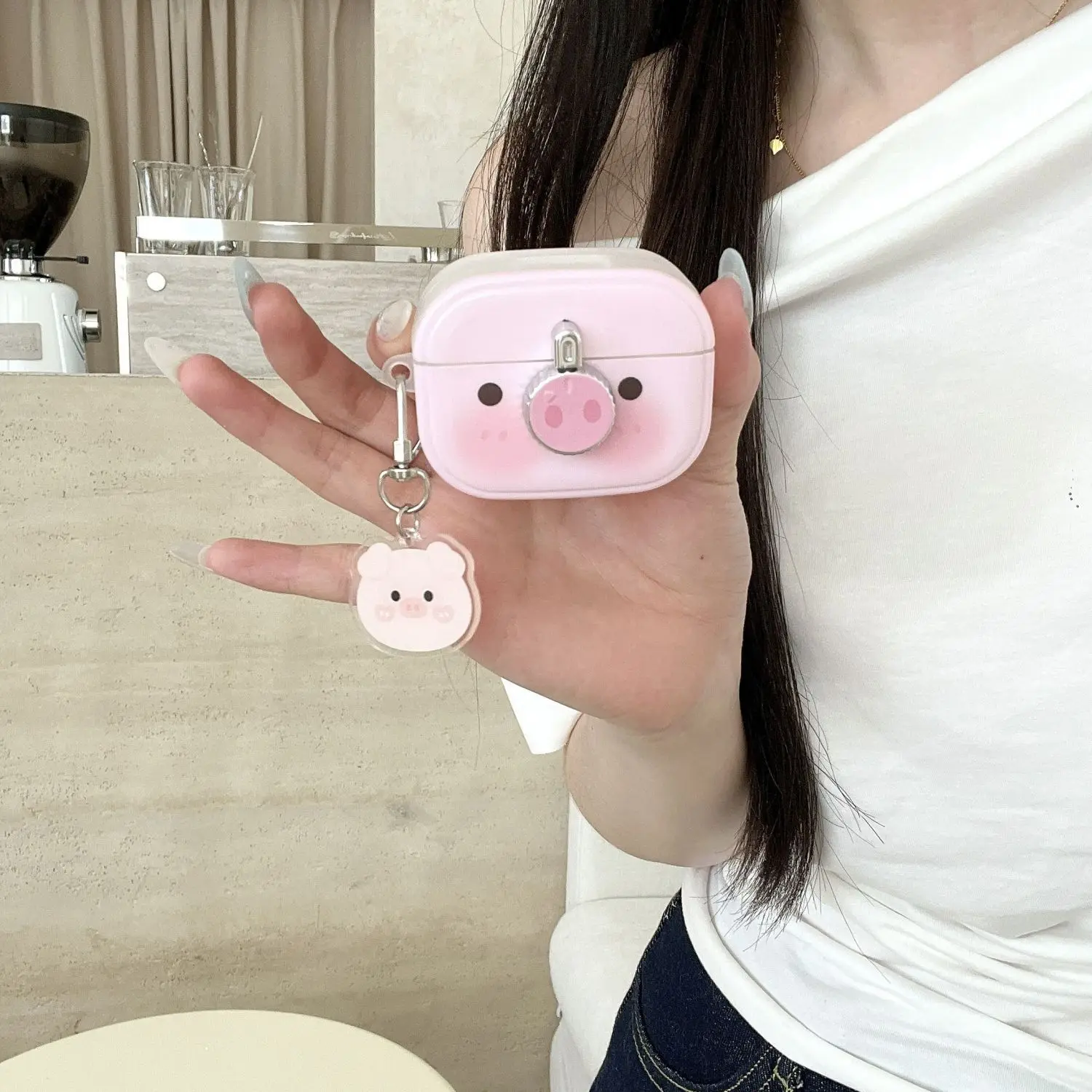 Чехол для наушников с 3D розовой свиньей и рисунком