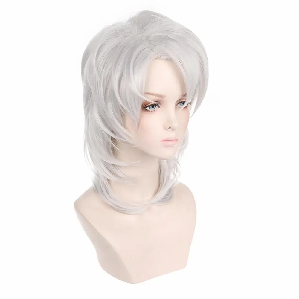

Cosplay Wig Anime Silver White Mid-length Synthetic Wig Anime Curly Hair Cosplay Party Costume Synthetic Hair