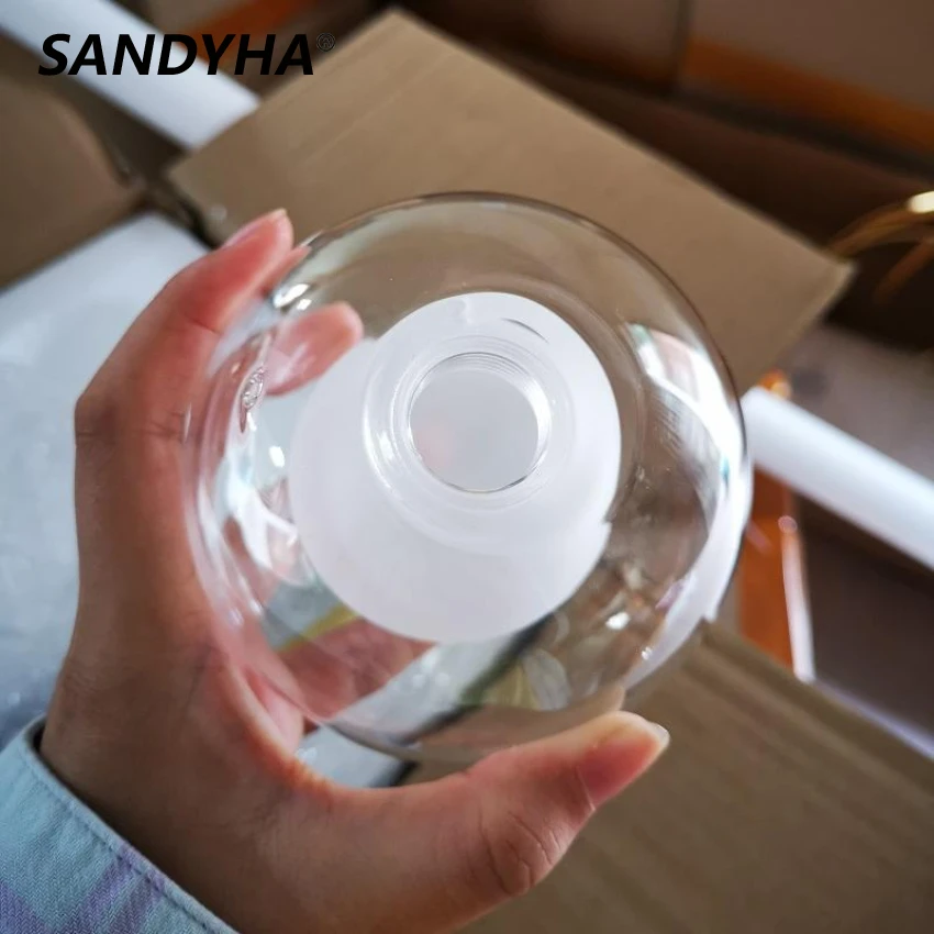 SANDYHA Ball In Ball Glass for Pendant Lamp Clear Ball Smoky