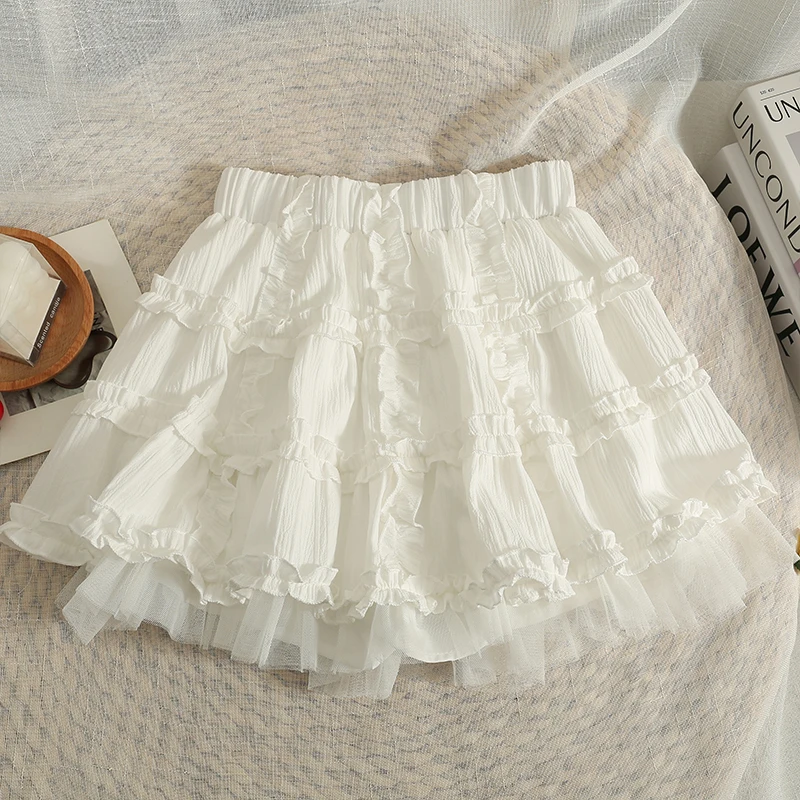 

2022 Summer White Short Skirt A line Faldas