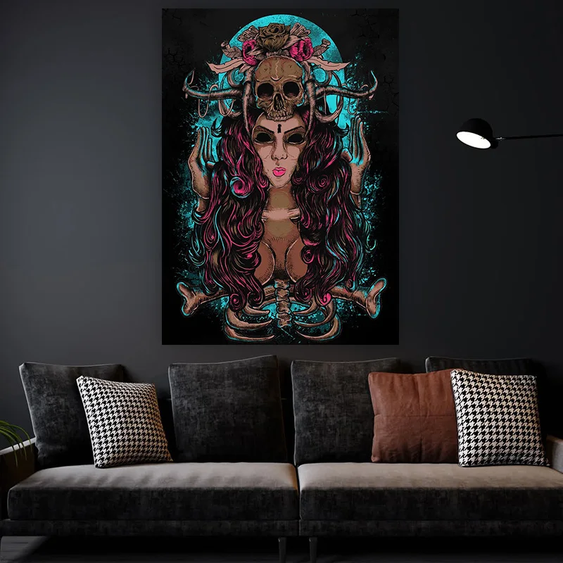 Фон для фотосъемки со злым скелетом с изображением персонажа страха