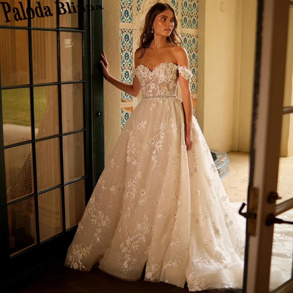 Paloda стильное милое свадебное платье с открытыми плечами на молнии кружевной