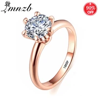 lmnzb original 18k rose gold color zirconia diamond engagement ring luxury solitaire 2 0ct wedding ring for women lr170