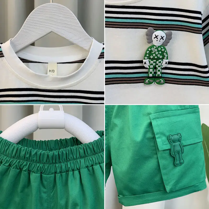 Boys' Suit 22 New Fashion Baby Summer Clothes Fried Street Clothes Boys' and Kids' Ruan Handsome Short Sleeve Two-Piece Suit