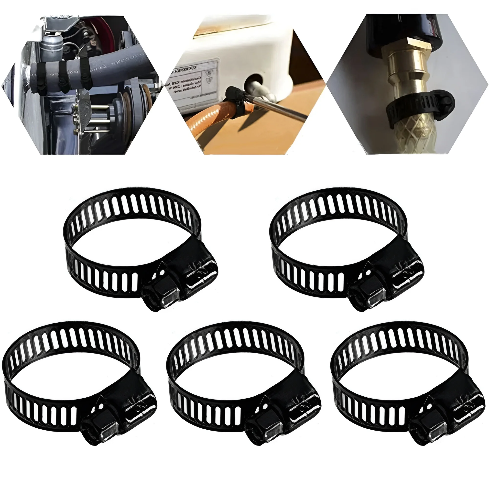

5pcs Pipe Clamps Vacuum Spring Fuel Oil Water Stainless Steel Hose Clip Pipe Tube For Band Clamp Metal Fastener Assortment Kit