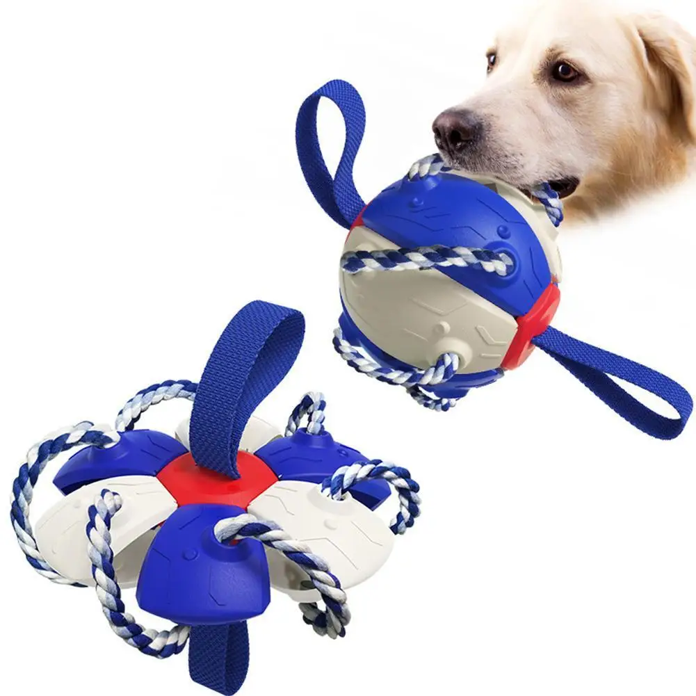 

Уличные игрушки для собак, футбольный мяч с захватами, интерактивные тренировочные игрушки для собак, волшебный Летающий футбольный мяч дл...