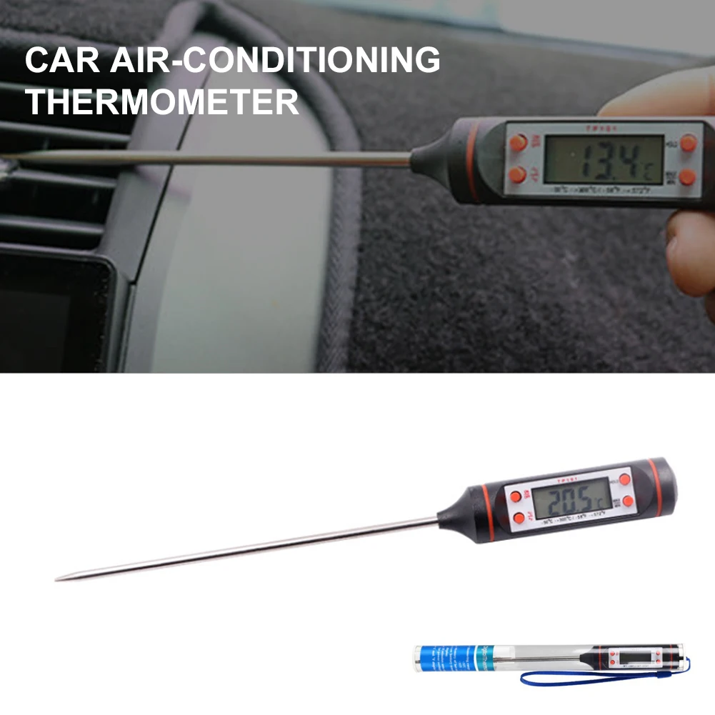 

1PCS Car Air Condition Outlet Thermometer Long Needle Type LCD Display Digital Temperature Gauge Check Tool Auto Accessories