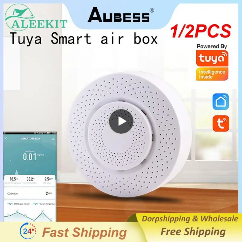 

1/2PCS Zigbee/WIFI Tuya Smart Air Box Carbon Dioxide Detector CO2 Gas Sensor Formaldehyde VOC Temperature Humidity Sensor App