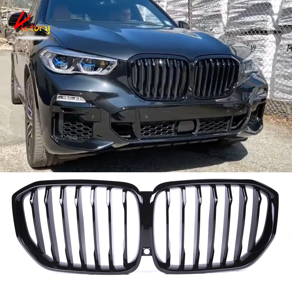 Для BMW X5 G05 Pre-LCI 2019 2020 2021 2022 глянцевая черная гоночная решетка с 1 планкой передняя