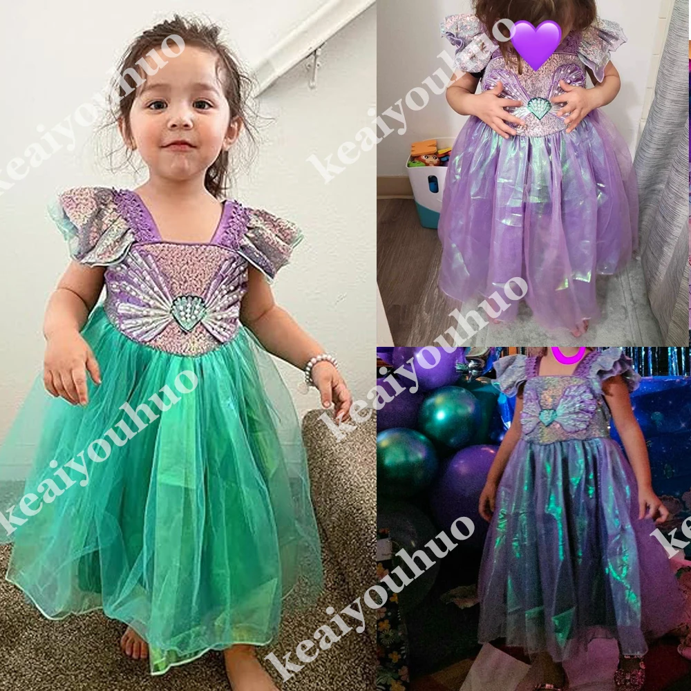 Платье с рукавами-фонариками и блестками для девочек