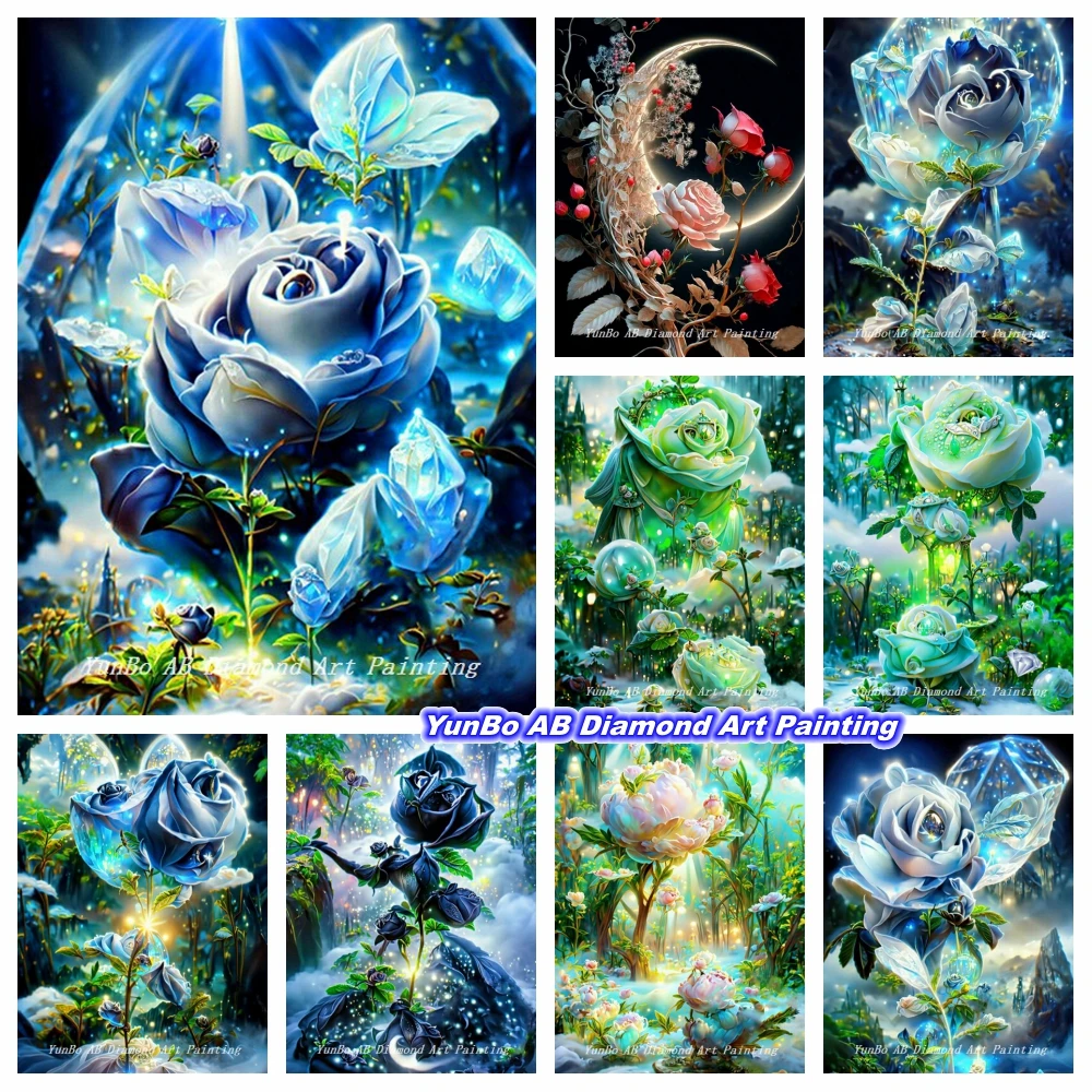 

Dream темно-синяя Роза сад DIY AB дрели алмазная живопись пион вышивка фантазия цветок вышивка крестиком пейзаж домашний декор