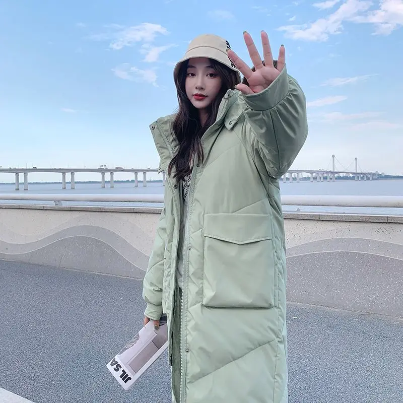 Winter Coat Women Autumn Winter 2023 New Korean Fashion Thicken Warm Parkas Ladies Casual Hooded Long Coats Pockets Cotton S88
