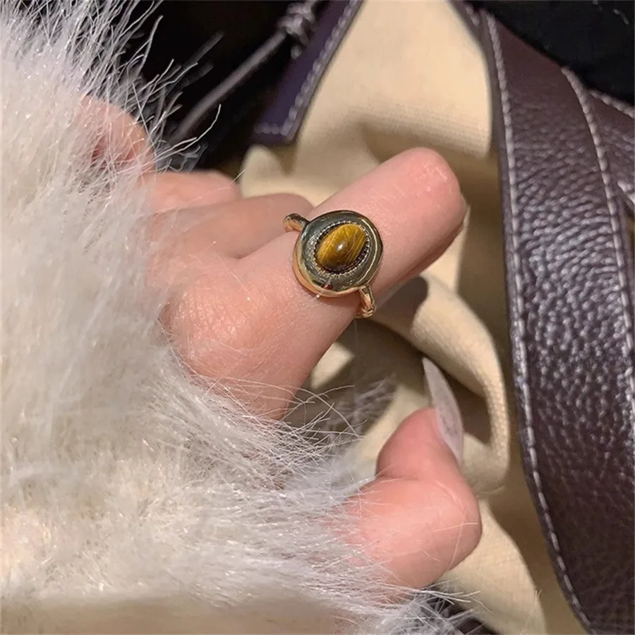 XIYANIKE винтажные открытые кольца с коричневым камнем для женщин и девочек модные