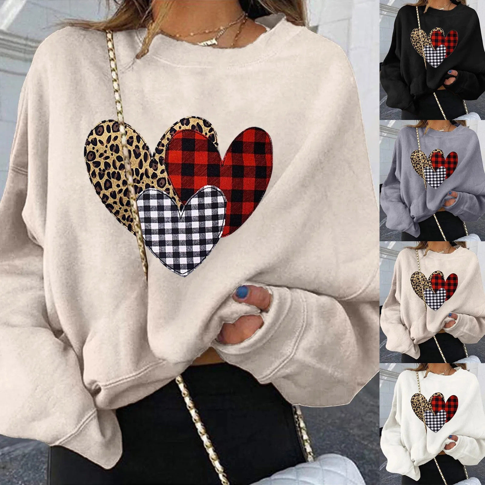 

Свитшот женский оверсайз, милый Повседневный пуловер, винтажная уличная одежда, Свободный свитшот на молнии