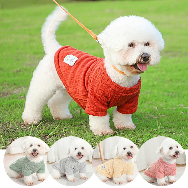 

Spring/Autumn Dog Sweater Knitted Solid Color Pet Bottoming Shirt Dog Clothes for Small Dogs Chihuahua French Bulldog Clothes
