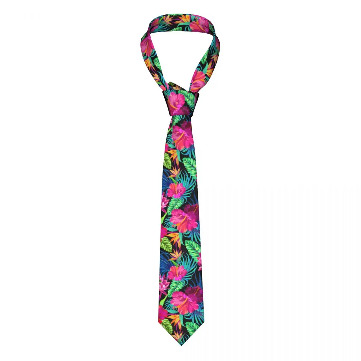 

Tropical Floral Tie Green Leaf Drive You Mad Hibiscus Accessories Man Neck Ties Vintage Blouse Polyester Silk Business Cravat