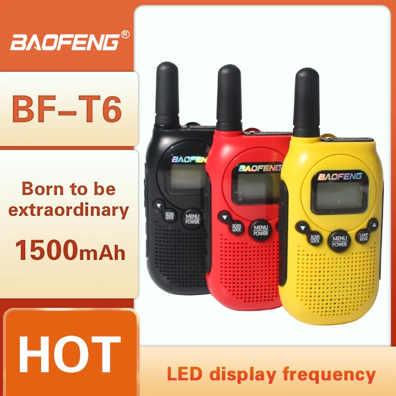 2021 New Baofeng BF-T6 Children's Walkie Talkie Two Way Ham Cb Radio Transceiver Kids Birthday Gift Phone Toy Handheld Intercom