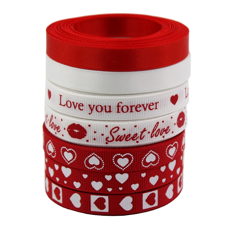 

7 шт., атласные ленты с принтом