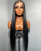 180%density 26inch natural black long straight middle part lace front wig for women with baby hair natural hairline daily wigs