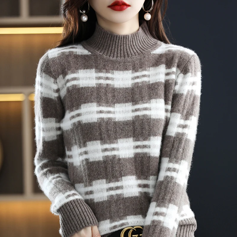 

Woman's Sweaters New Style Turtleneck Autumn Winter Long Sleeve Casual Coat Female Pullover Blouse Jumper 100% Wool Knitted Top