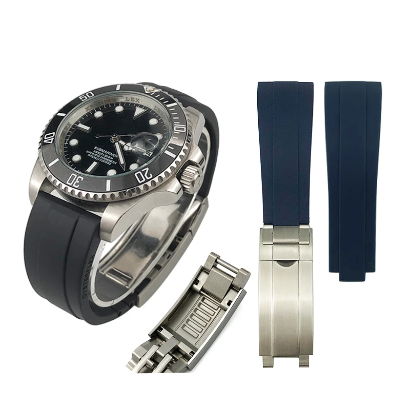 

Резиновый ремешок для часов 20 мм 21 мм для Rolex Submariner GMT Daytona, силиконовый ремешок с пряжкой и слайдовым замком для устричной яхты