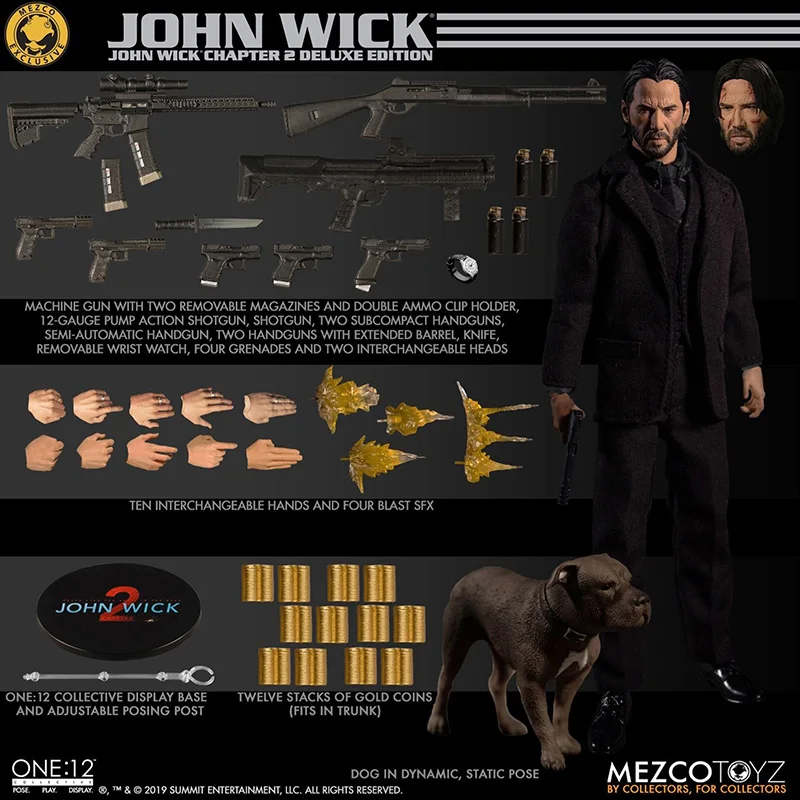 

In Stock Original Mezco ONE:12 John Wick Anime Action Collection Figures Model Toys Gifts for Kids