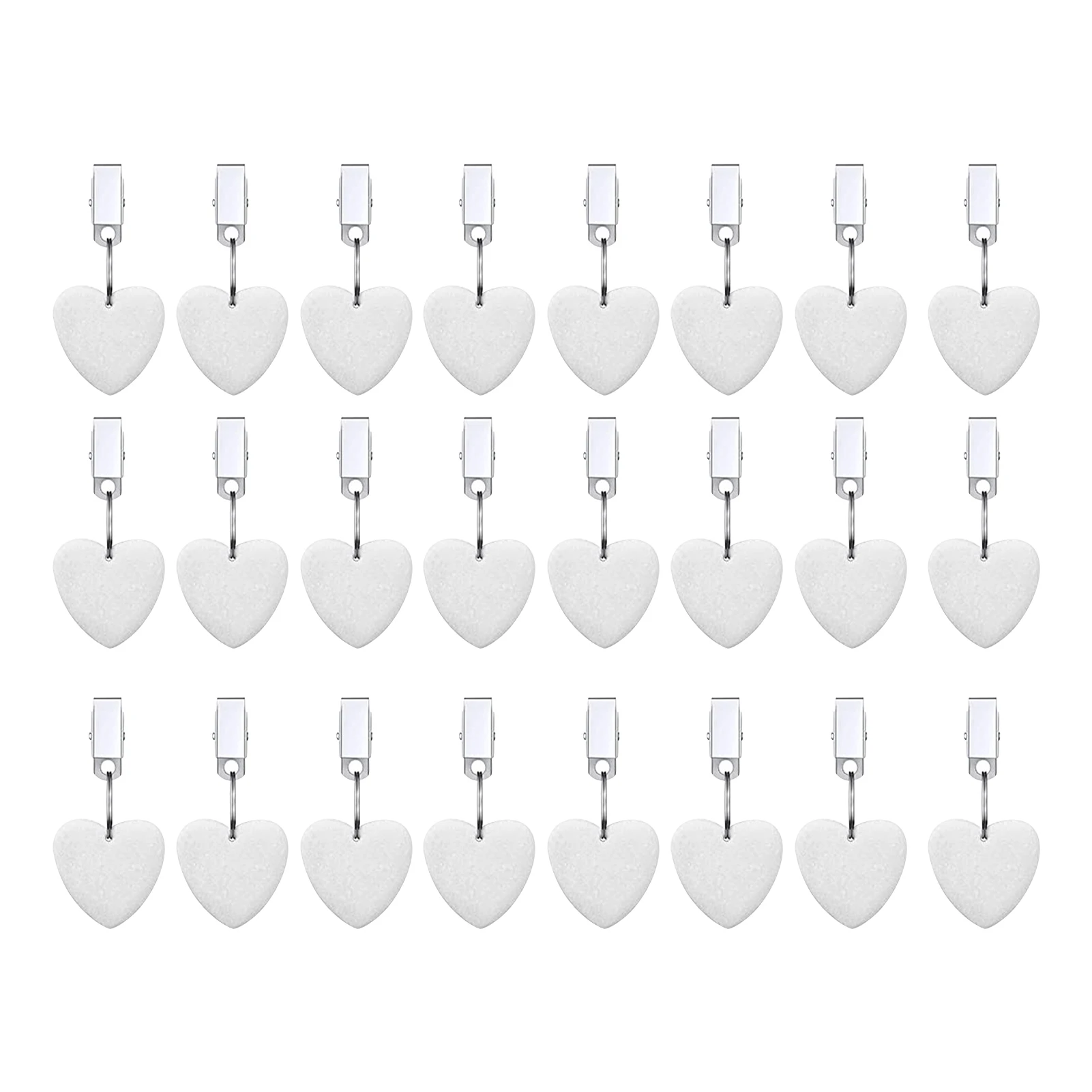 

24pcs With Clip Heart Shape Wedding Windproof Romantic Stone Pendant Anti Fall Home Picnic Fixing Tablecloth Weight Party Dinner