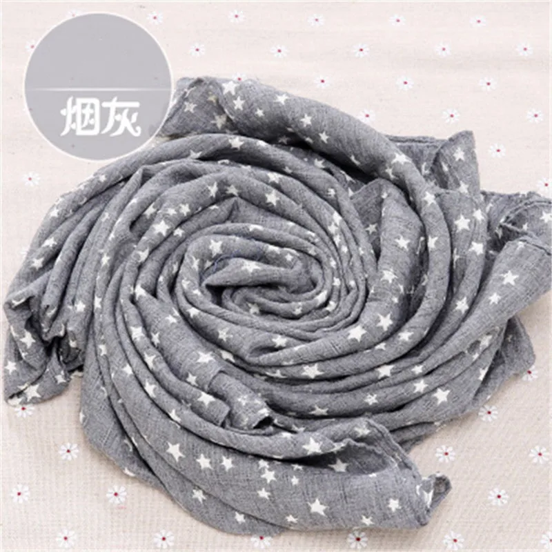 Детский шарф в Корейском стиле из хлопка и льна с милым принтом звезд для