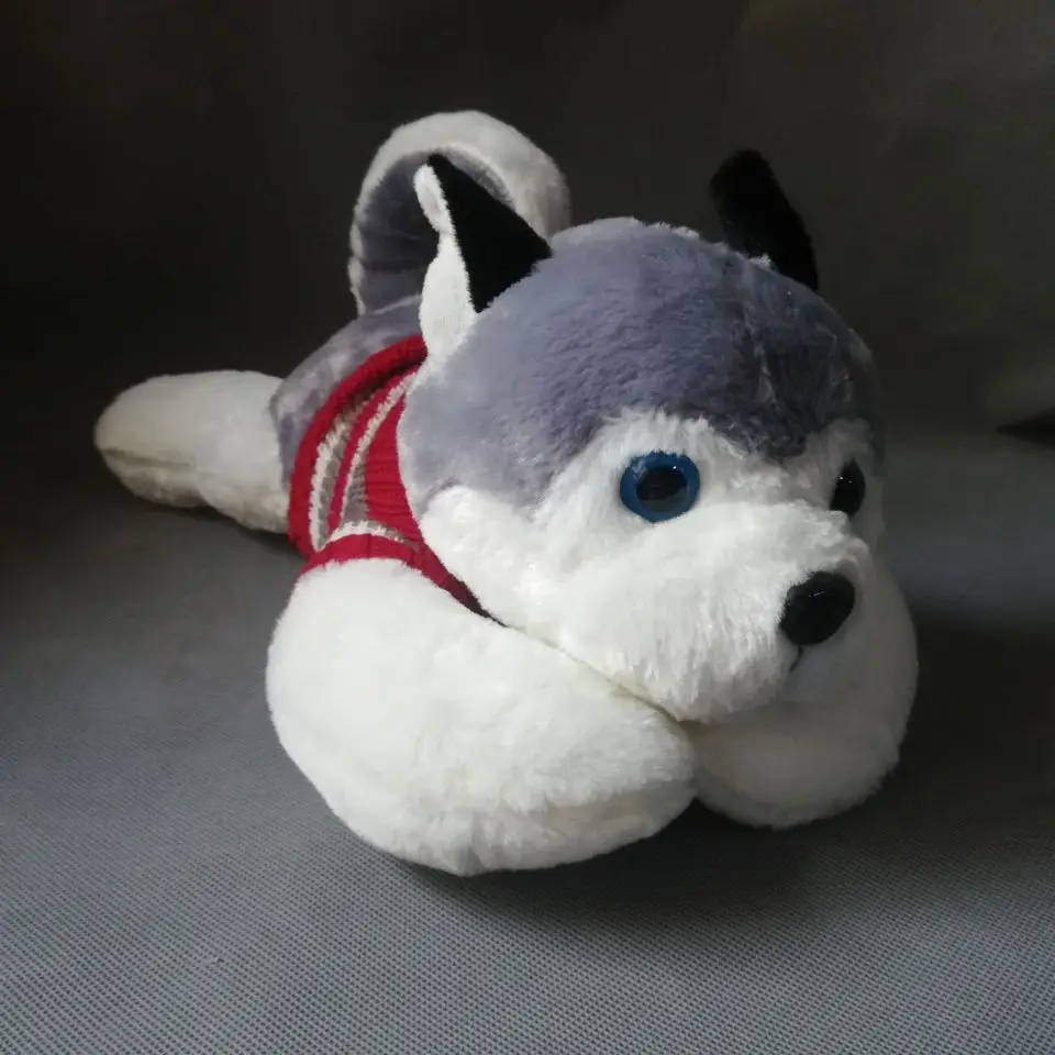 

Large 40cm Lovely Dog Husky Plush Toy Prone Husky Dress Sweater Soft Doll Kids Toy Throw Pillow Birthday Gift s0979