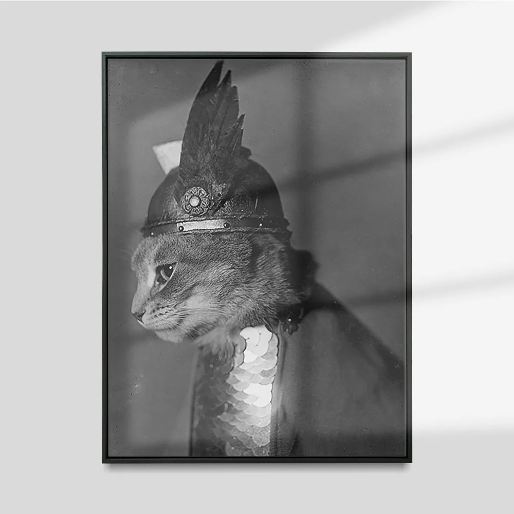 

Brunnhilde Viking Cat Poster Animal Photo Black White Canvas Painting Home Decor Print Art Wall Stickers