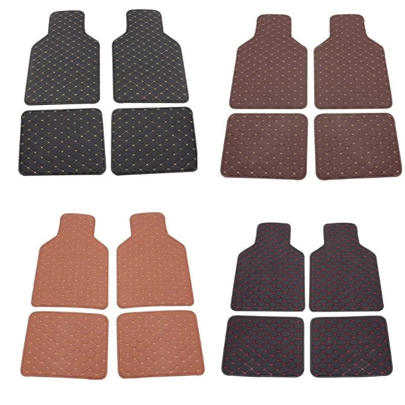 

4pcs Leather Car Floor Mat Waterproof Foot Pads Protector Q9QD Universal PU