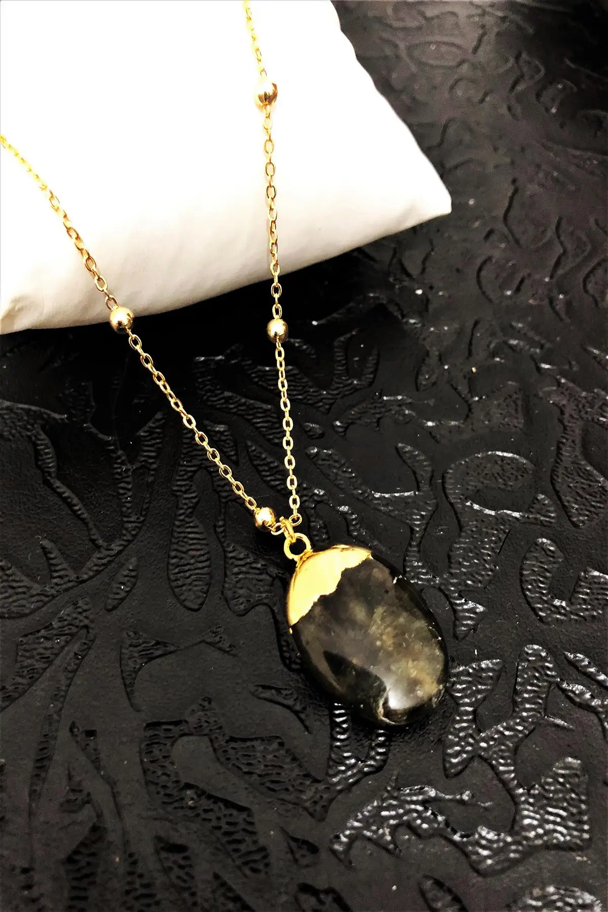 

Golden Labradorite Stone 22K Gold Plated Handmade Women Necklace Tkrb9