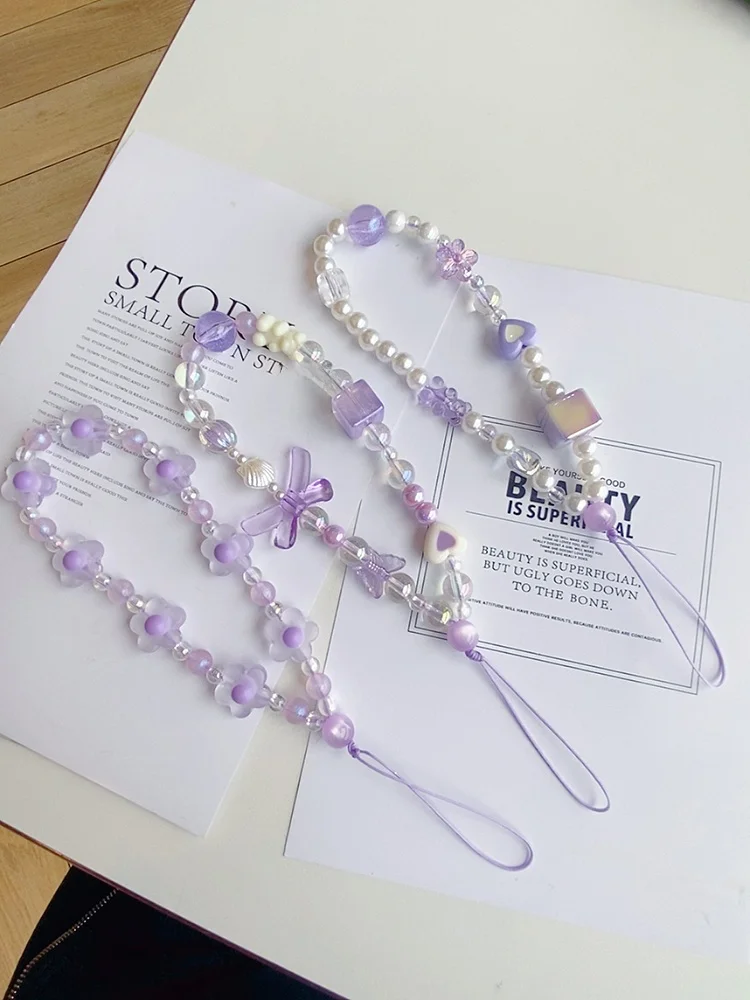  Фиолетовый ремешок для мобильного телефона Dream ручная работа расшитый бисером C