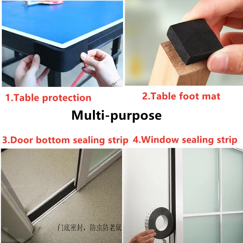 Черная односторонняя пенопластовая лента 5 метров самоклеящаяся уплотнительная