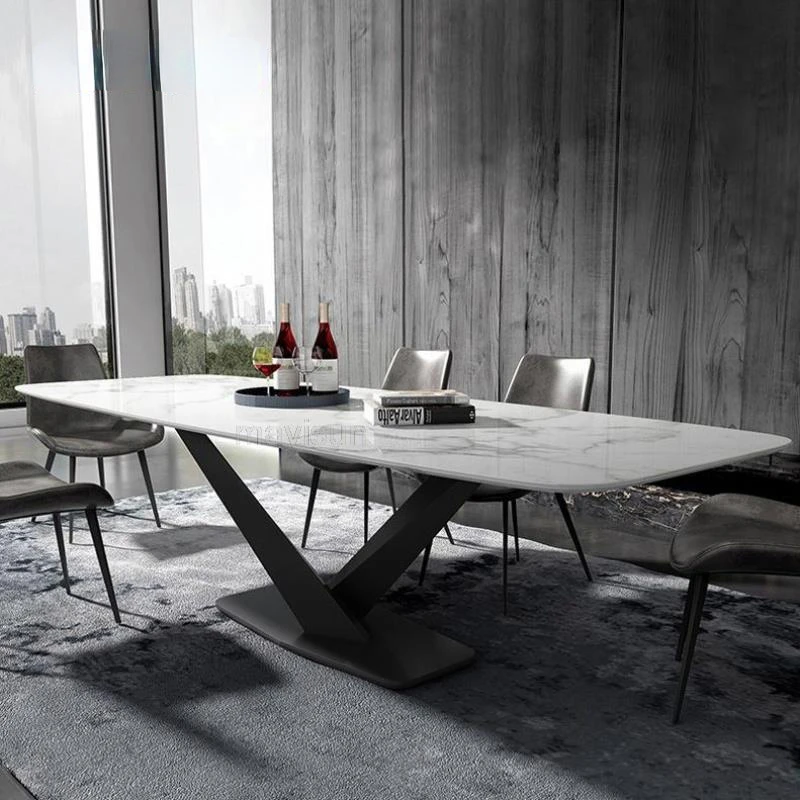

Обеденный набор стульев современный мраморный стол большая квартира итальянский минималистичный кухонный стол семейный используется в высококачественной мебели