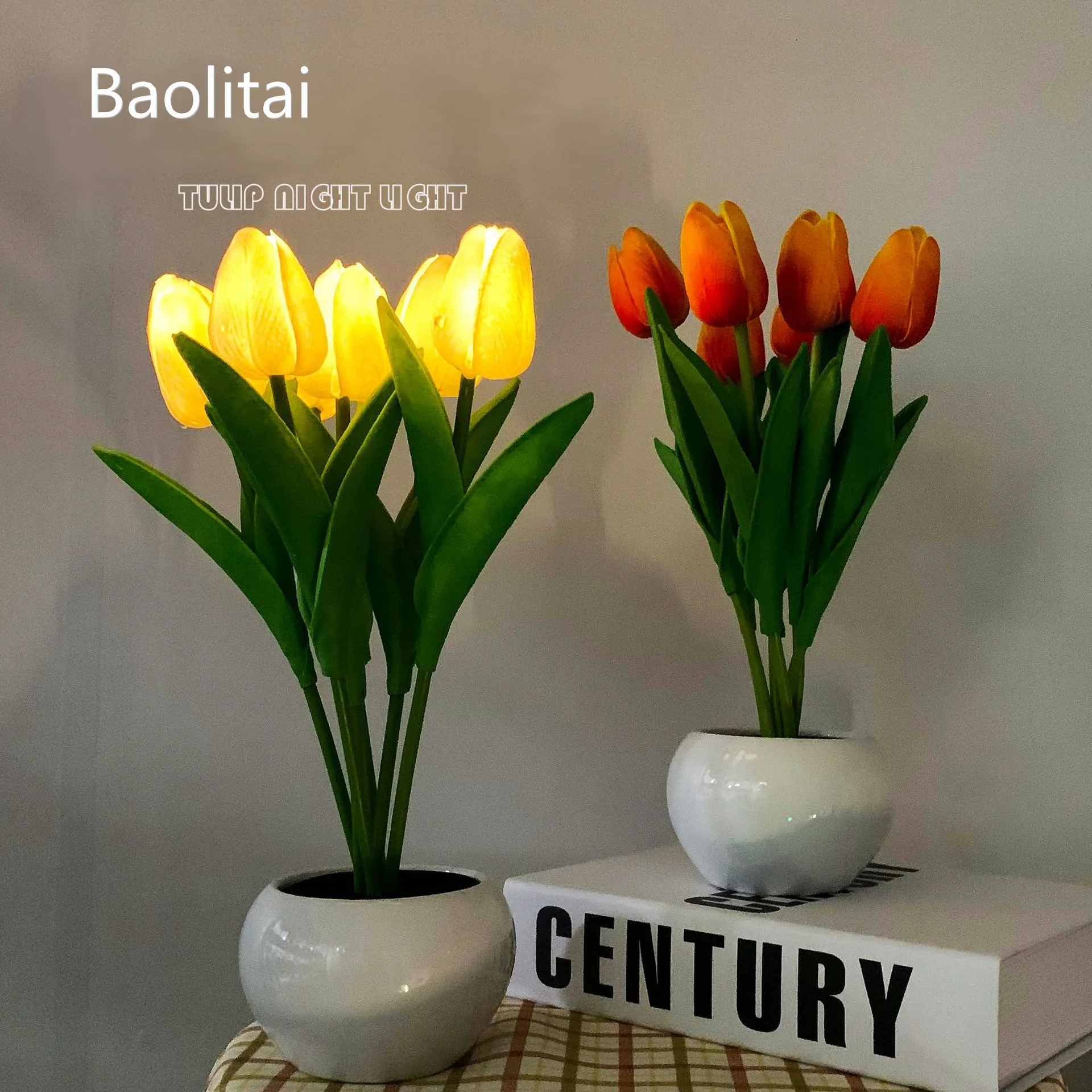 Tulip Night Light Led Ceramics DIY Simulation Flowers Girl Bedside Bedroom Atmosphere Decoration Warm And Beautiful Desk Lamp