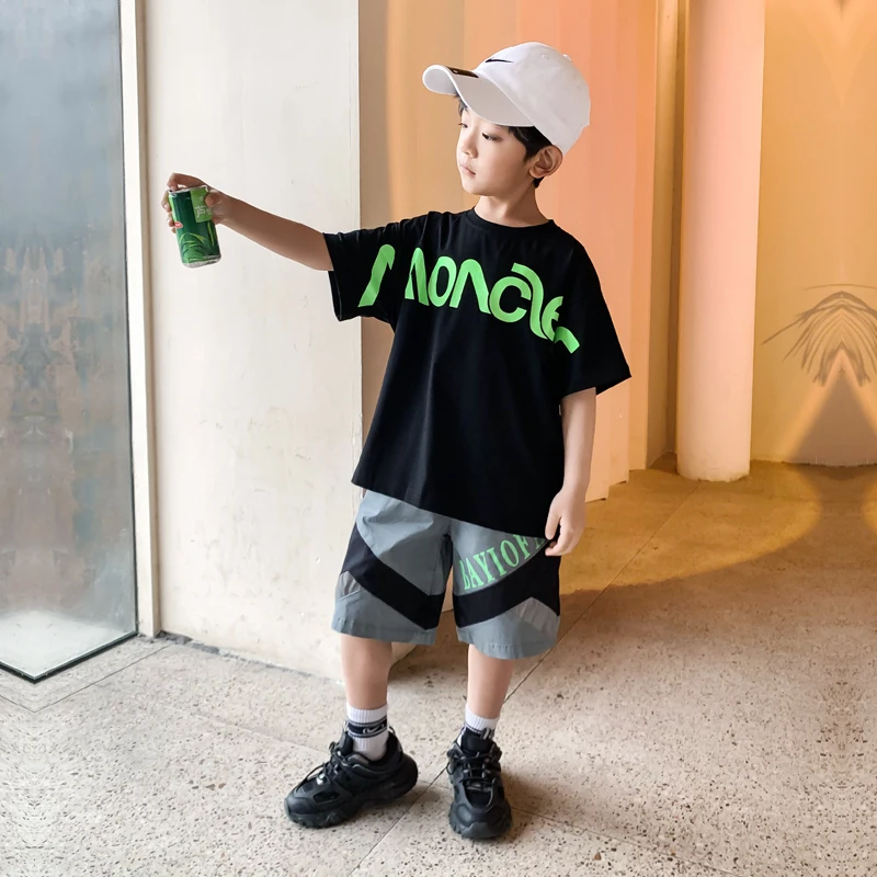 

Children's Summer Boys' short sleeve set new children's boys' two-piece set sports shorts T-shirt two-piece set