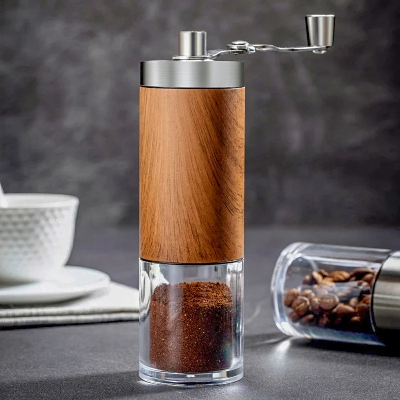 

Portable Manual Wood Grain Coffee Grinder Adjustable Coffee Beans Grinder Stainless Steel Body Ceramic movement Coffee Machine