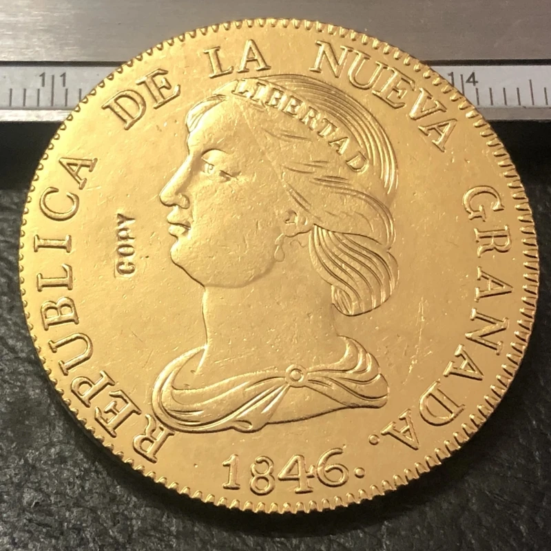 Золотая копия монеты Colombia 16 Pesos 1846 года