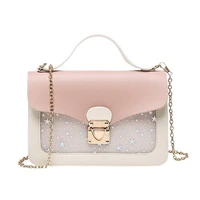 2022women mini small square pack shoulder bag fashion star sequin designer messenger crossbody bag clutch wallet handbags pink