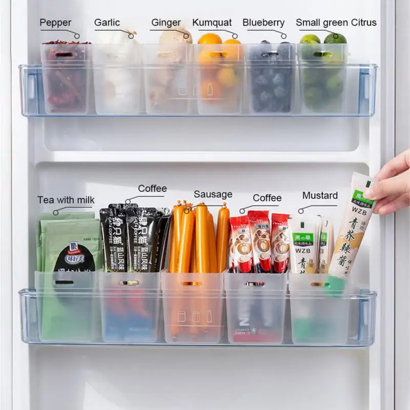 

2 PCS Refrigerated Box Refrigerator Side Door Storage Box Seasoning Segmented Organizer Compartmented Storage Boxes & Bins