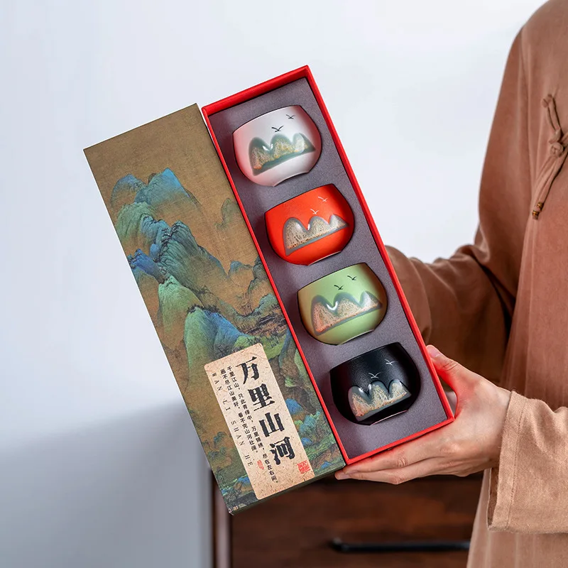 

4 шт./набор, фарфоровые чашки ручной работы