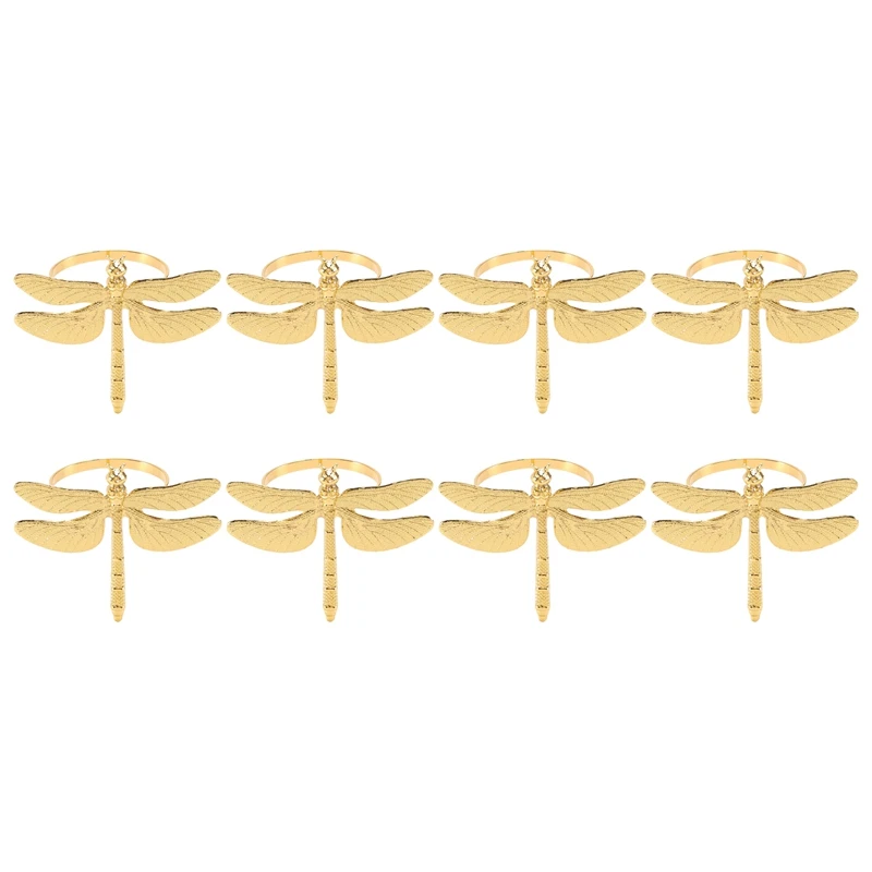 

8PCS Dragonfly Napkin Ring Gold DIY Hotel Wedding Banquet Table Display Metal Napkin Buckle Christmas Decoration