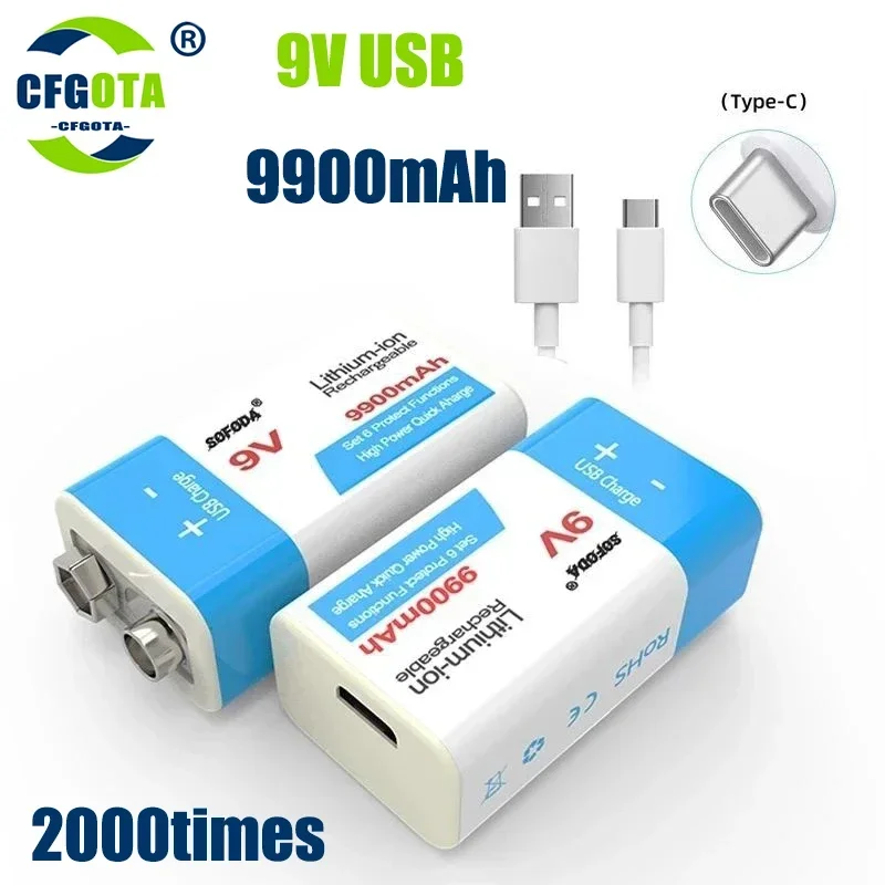 9 В аккумулятор 9900 мАч большой емкости USB аккумуляторная батарея подходит для
