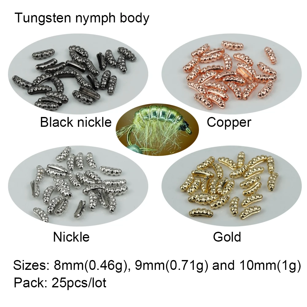 

Aventik 25pcs Fly Fishing Tungsten Scud and Czech Nymph Body Fishing Flies Beads Silver Nickle Gold Color Fly Tying Accessories