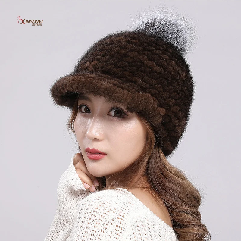 

Women's High Elastic Fur Mesh Real Mink Fur Hat Cap Female Multi Color Autumn And Winter Cap For Women 2022 Women's Caps