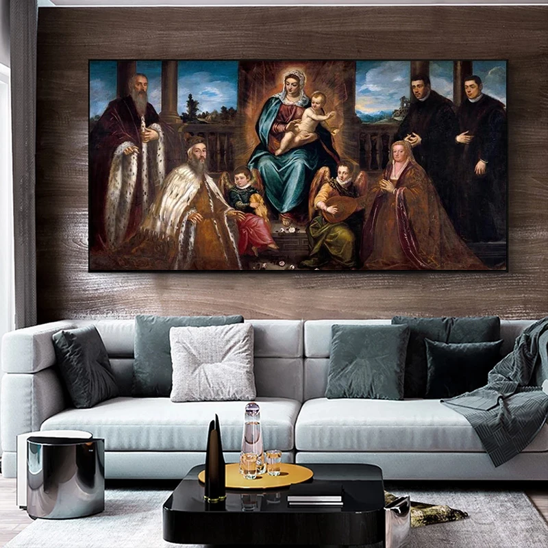 Tintoretto Doge Alvise Mocenigo and Family Before the Madonna Child художественные постеры и принты для